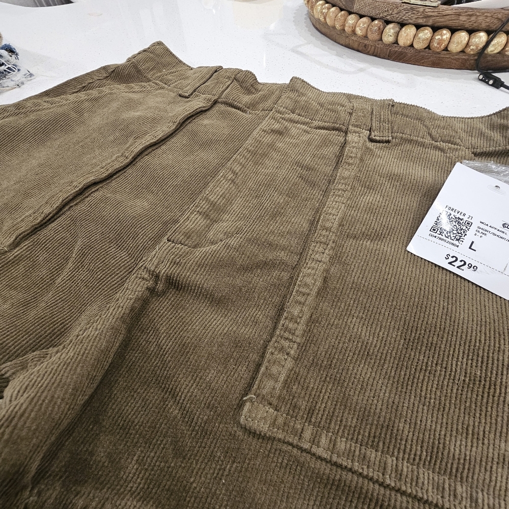 Forever 21 Women's Corduroy Shorts in Olive Brown